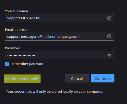 Configure manually location