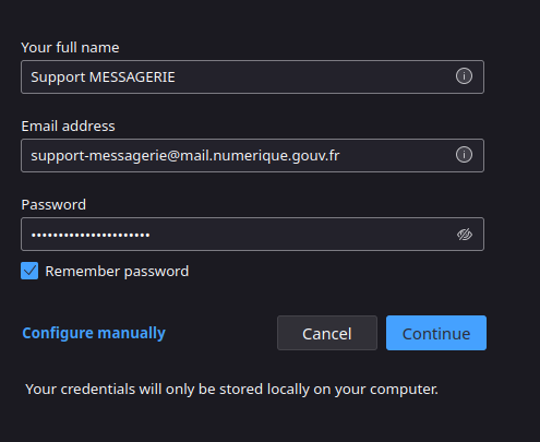 Login thunderbird